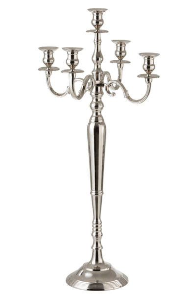 Candlestick 5-Arm Classical Aluminium Silver Large