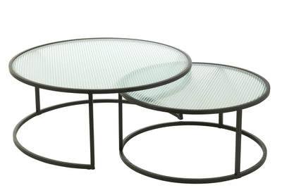 S/2 Coffee Table Round With/Gl Black - (20156)