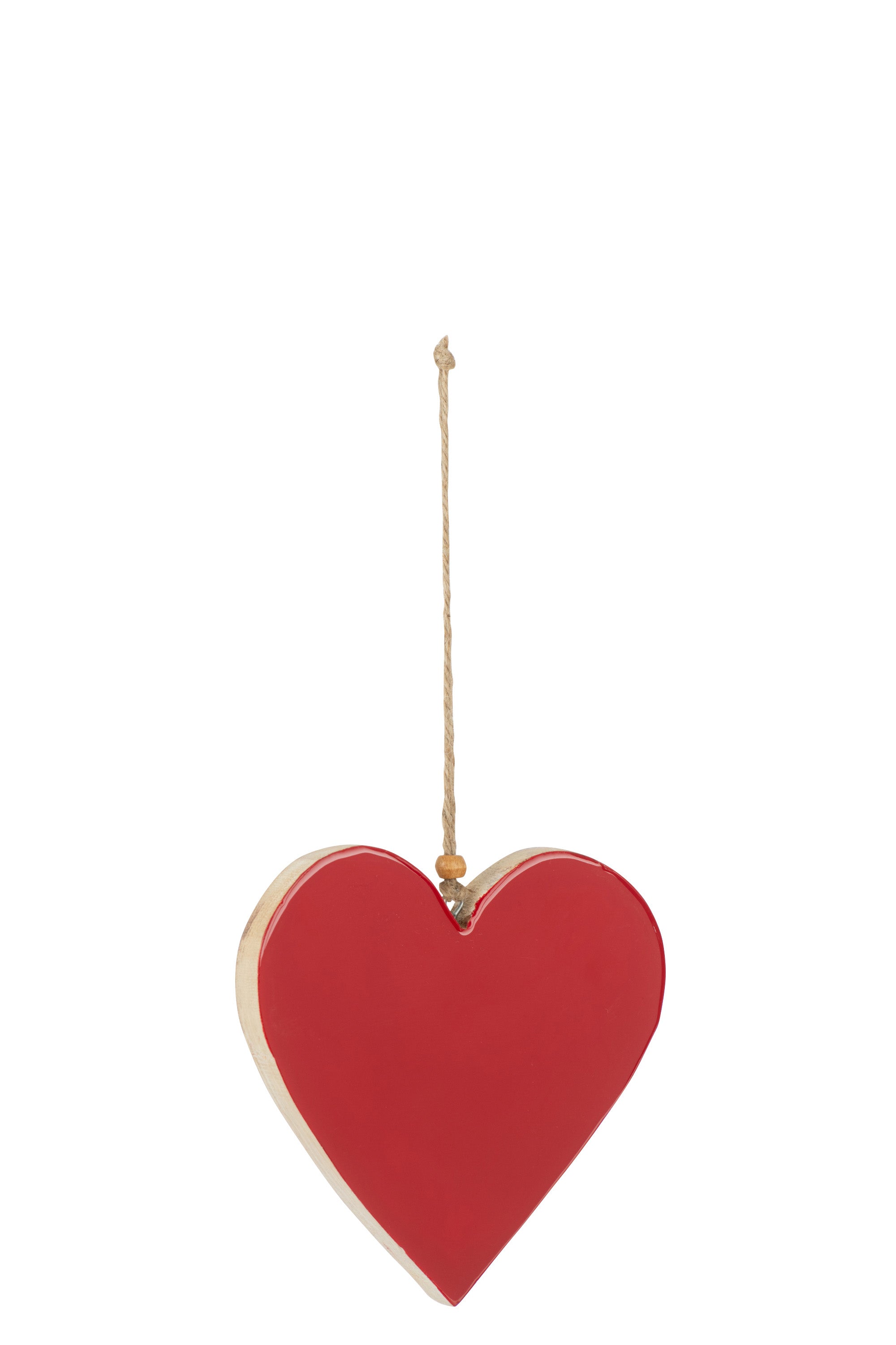 Pendant Heart Mango Wood Red L