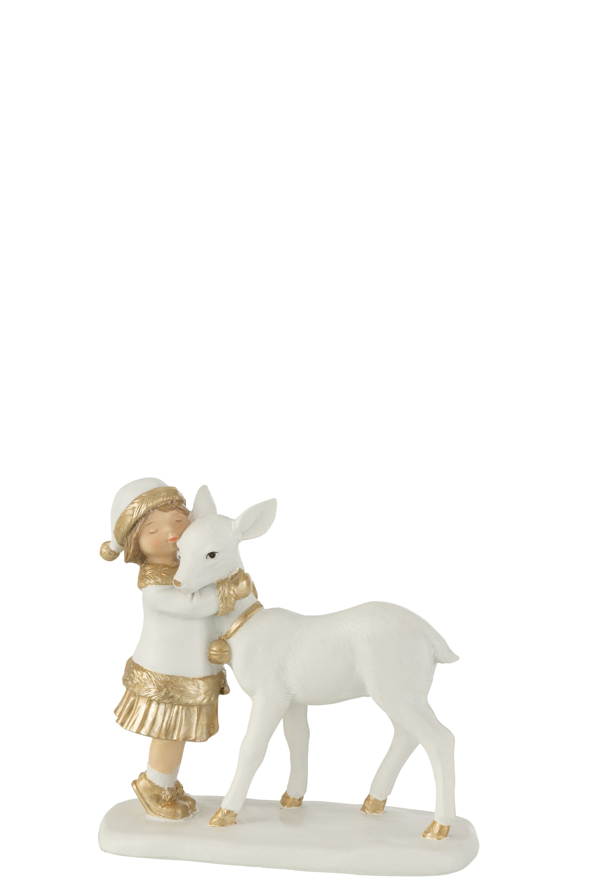 Enfant avec renne Poly Blanc/Or