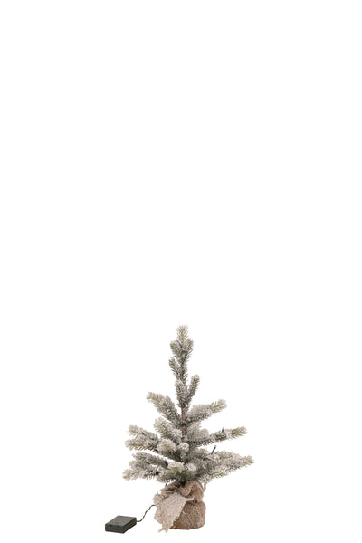 Kerstboom Sneeuw+Led+Bat Pot Jute Groen S