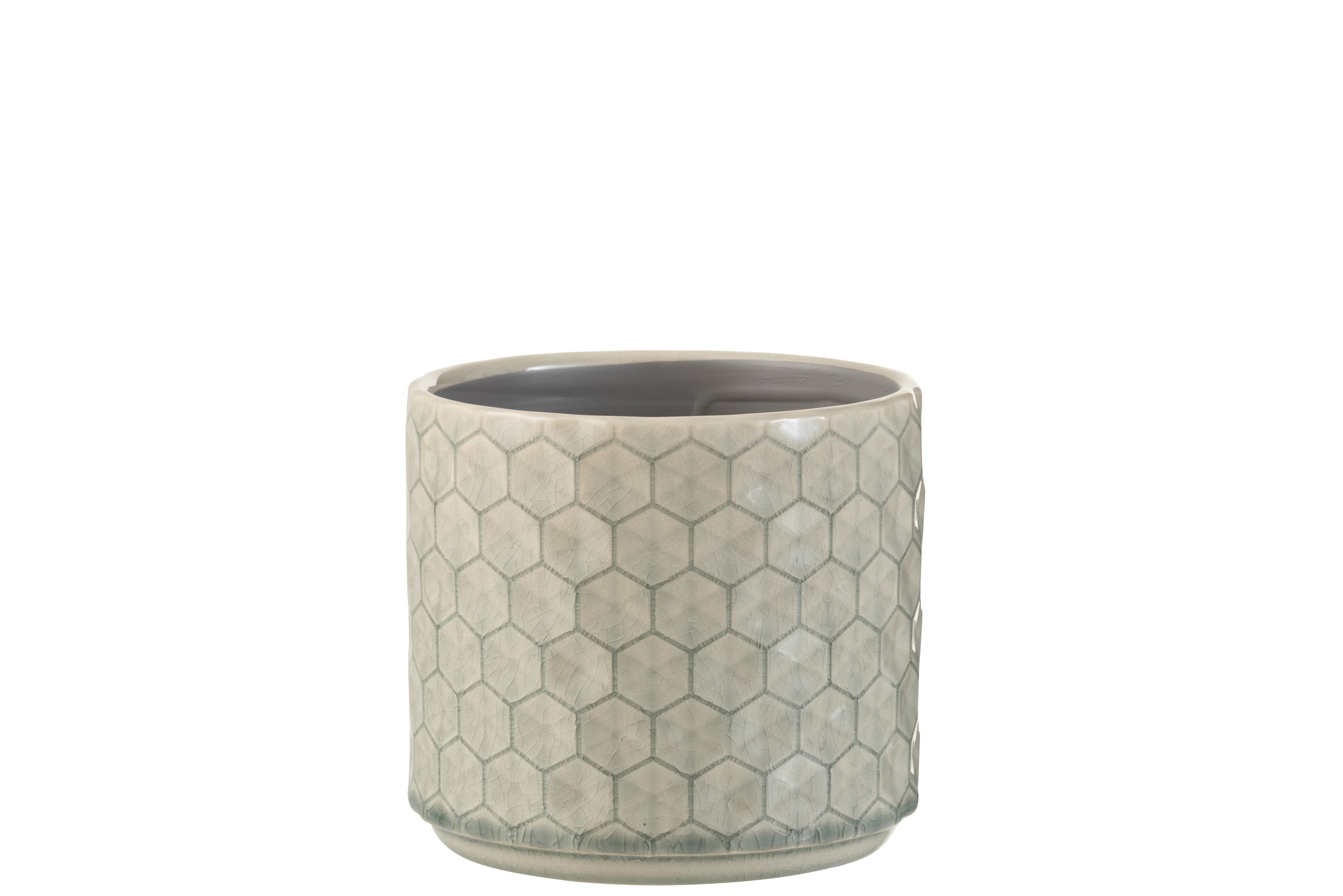 Flower Pot Checkered Ceramic Grey Medium - (3237)