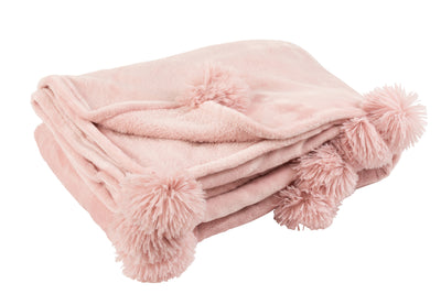 Plaid Pompom Polyester Baby Pink