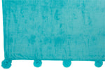 Plaid Pompom Polyester Azure