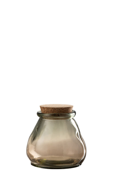 Glass Storage Jar Light Brown Small - (4208)