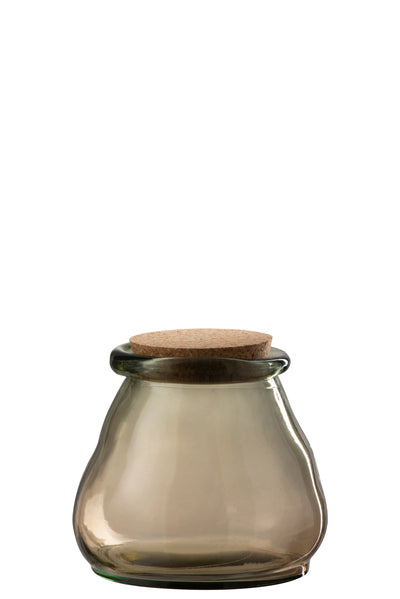 Glass Storage Jar Light Brown Large - (4209)