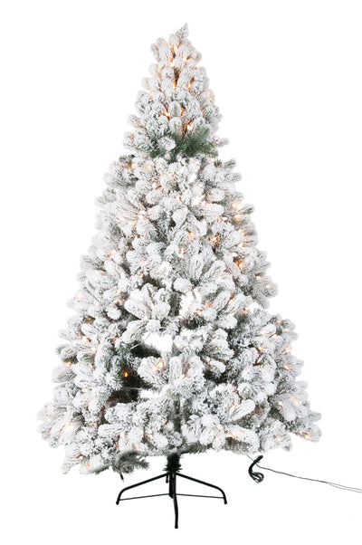 Kerstboom+Led Lichtjes Besneeuwd Plastiek Groen/Wit 