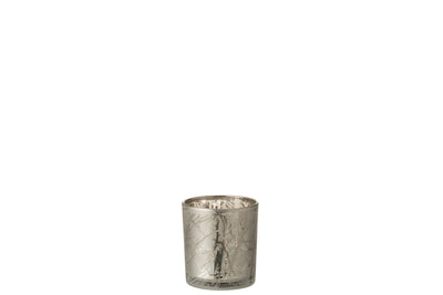 Tea Light Holder Branches Glass Grey Small