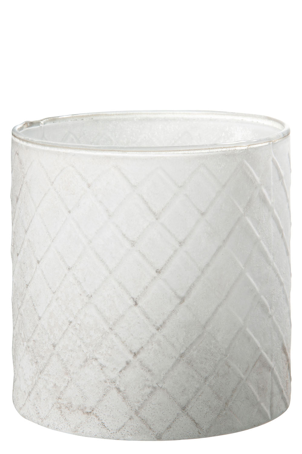 Tea-light holder Diamond Glass White - (65272)