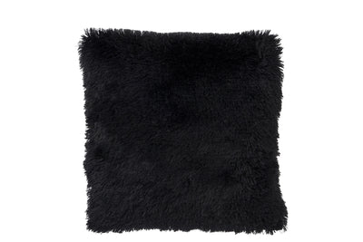 Cushion Fake Fur Polyester/Suede Black 45X45Cm - (68443)