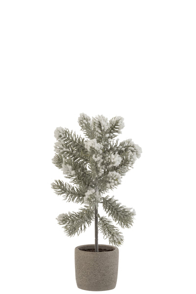 Pine Branch Pot Snow Plast Grn - (6905)