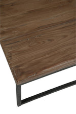 Ensemble 2 tables basses bois/métal brun+noir
