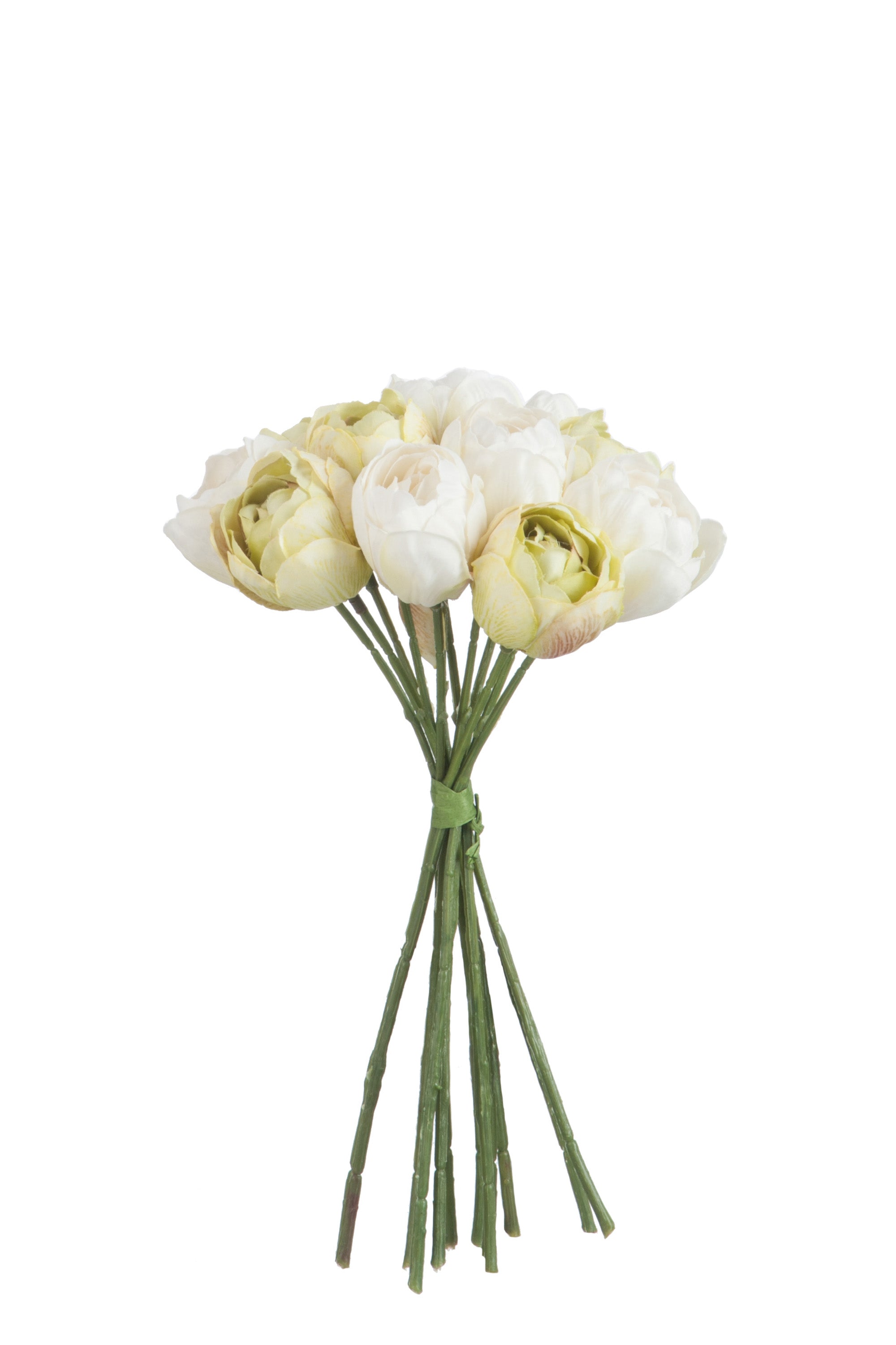 Bouquet Tulipe 12X Polyes Blanc/Vert - (80171)