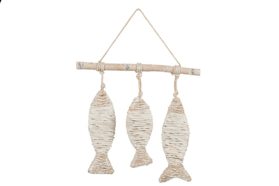 Pendant 3 Fishes Rope Natural White - (82223)