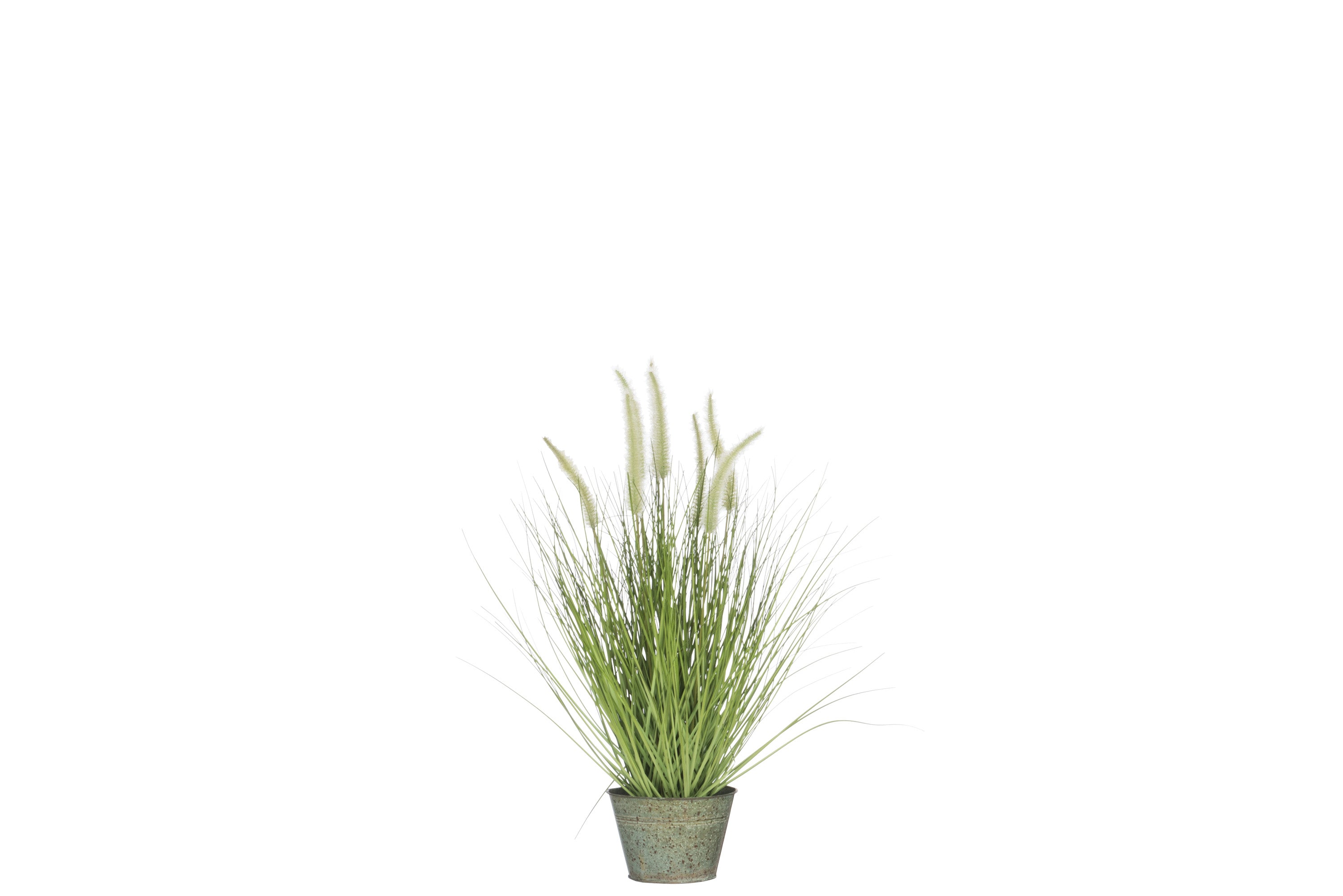 Grasses+Cakes In Pot Metal Green Plastic Small