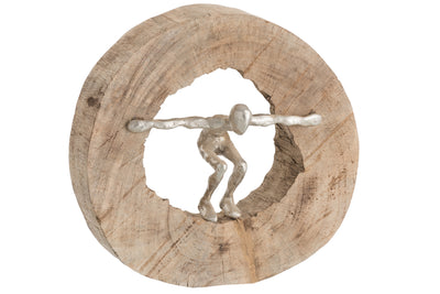 Figure Jumping Wood/Aluminium Natural/Silver