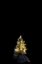 Kerstboom+Led+Pot Jute Plastiek Besneeuwd Groen Extra Small - (87306)
