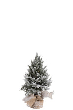 Christmas tree+Led+Pot Jute Plastic Snowy Green Small - (87307)