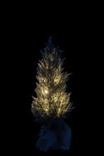 Kerstboom+Led+Pot Jute Plastiek Besneeuwd Groen Medium - (87308)