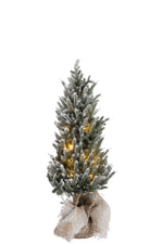 Kerstboom+Led+Pot Jute Plastiek Besneeuwd Groen Medium