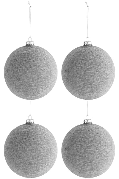 Schachtel mit 4 Weihnachtskugeln Glasmatt grau - (87621)