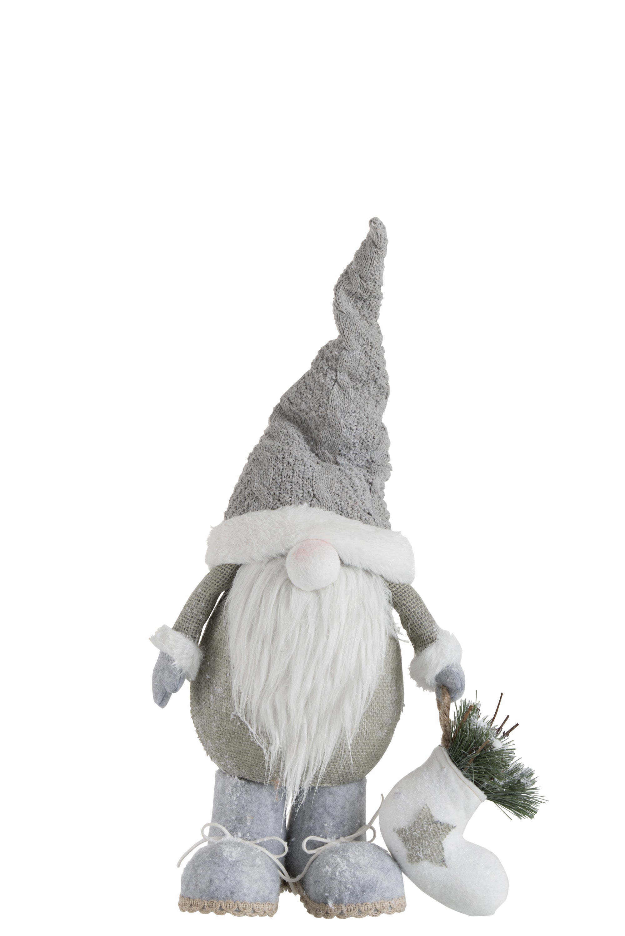 Kerstman Muts Baard Textiel Grijs - (87904)