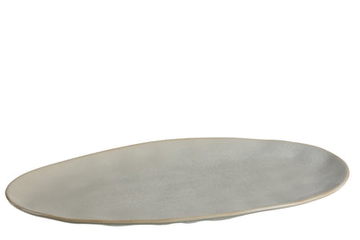 Assiette ovale en céramique grise - (90004)