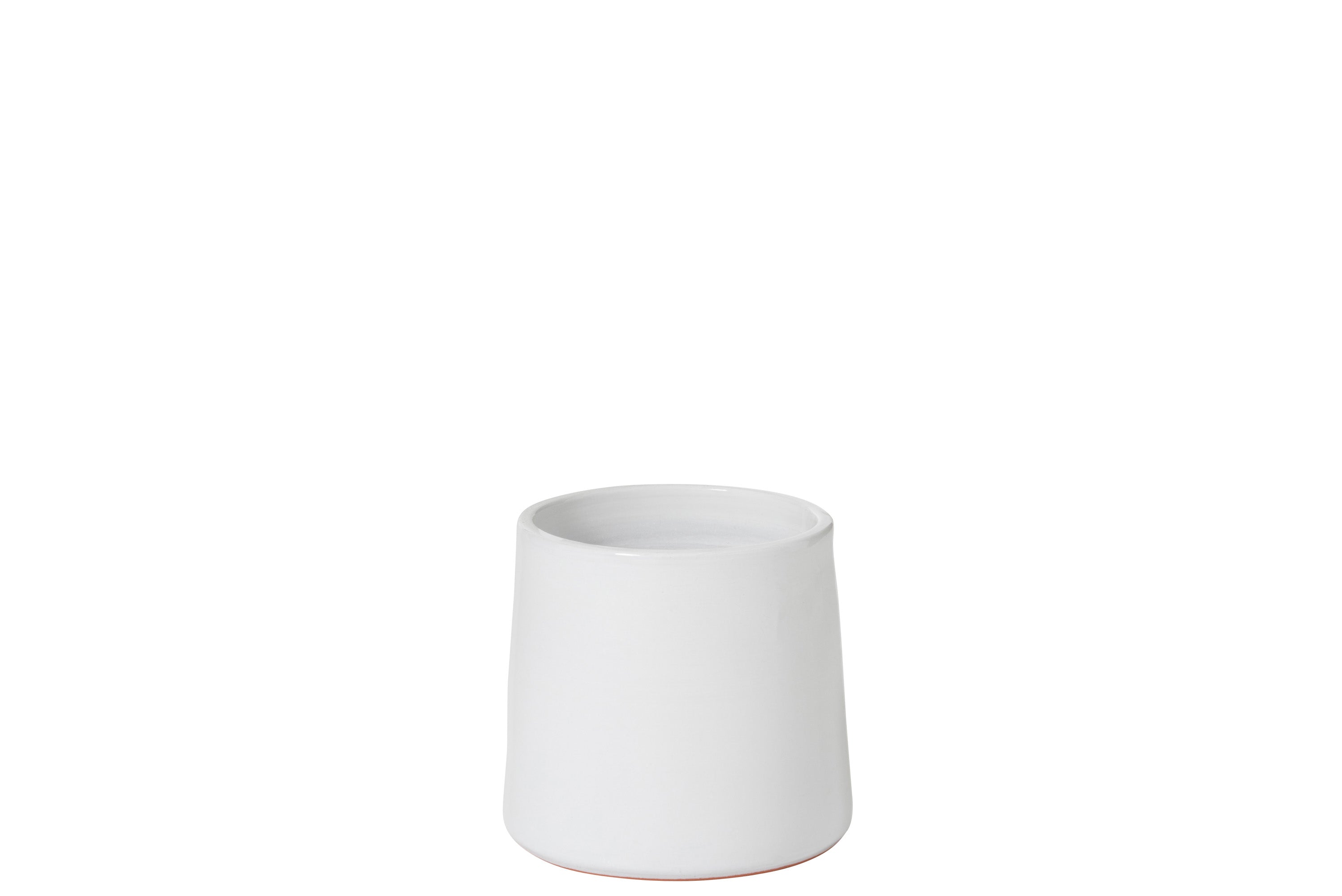 Pot de fleurs rond en céramique blanche petit - (94121)