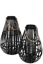 Lanterne Forme de goutte Bambou Noir Moyen