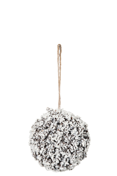 Ball Hanging Brown Snowy - (97380)