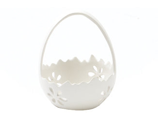 Basket egg shape white dia 8 - (CH-2927A)