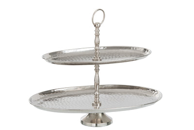 Etagere Oval Metall Silber