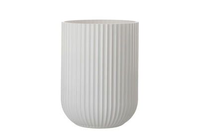  Vase Ribbed Glass White