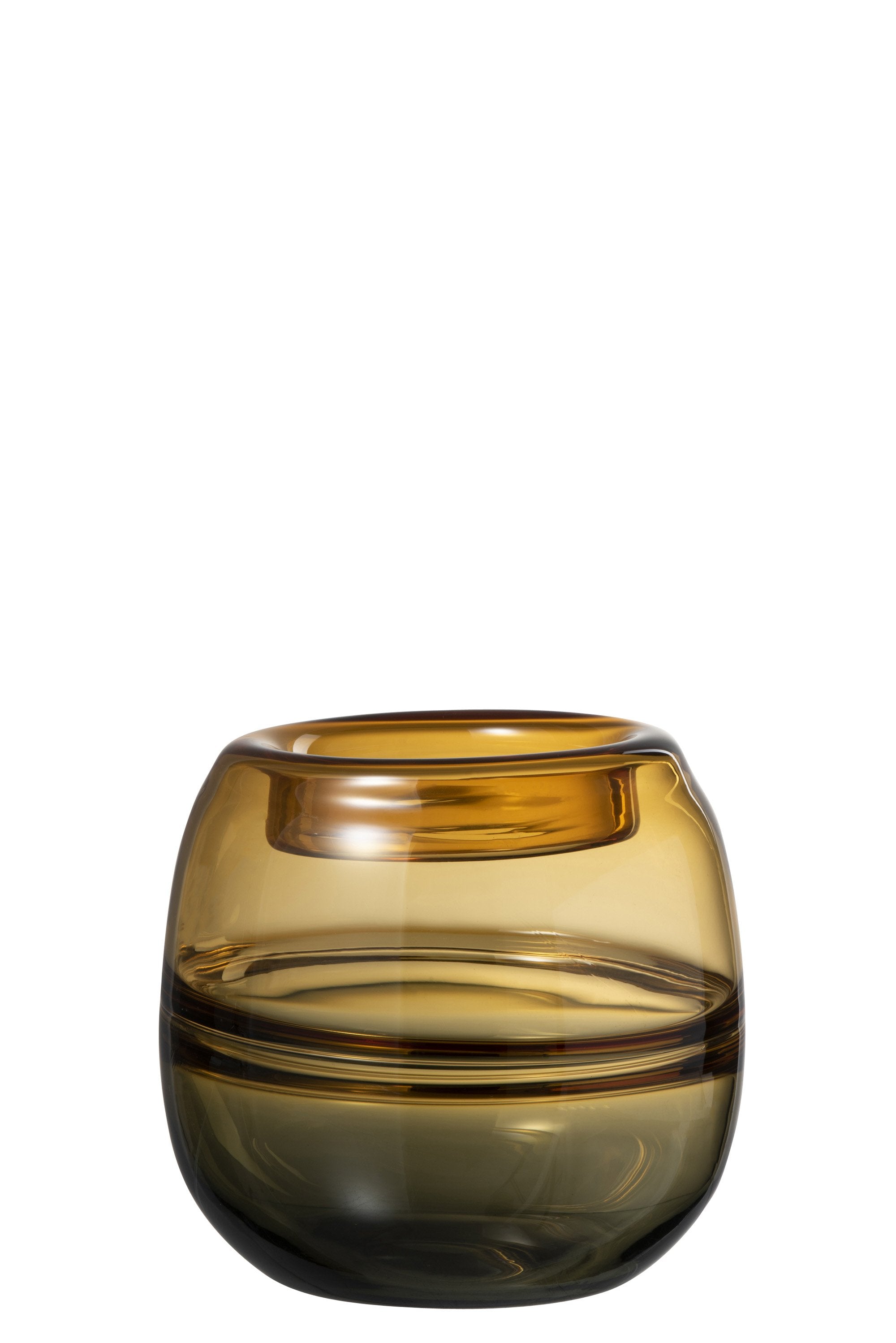 Vase Stripe Niedrig Glas Ocker